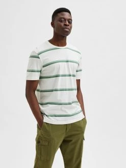 Selected Miesten T-Paita RELAX OWEN SS O-NECK Raidallinen Vihreä -Makia kauppa selected miesten t paita relax owen ss o neck raidallinen vihrea 4