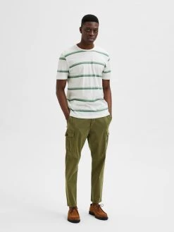 Selected Miesten T-Paita RELAX OWEN SS O-NECK Raidallinen Vihreä -Makia kauppa selected miesten t paita relax owen ss o neck raidallinen vihrea 5