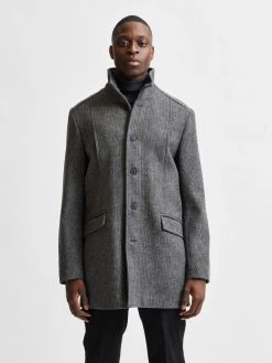 Selected Miesten Villakangastakki MORRISON COAT Harmaa Kuosi