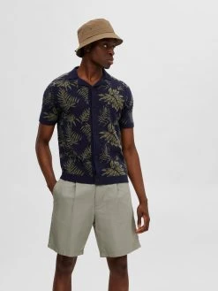 Selected Neuletakki, JAC SS KNIT CARDIGAN Vihreä Kuosi