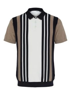 Selected Pikeepaita, MATTIS SS KNIT STRIPE Raidallinen Ruskea -Makia kauppa selected pikeepaita mattis ss knit stripe raidallinen ruskea 3