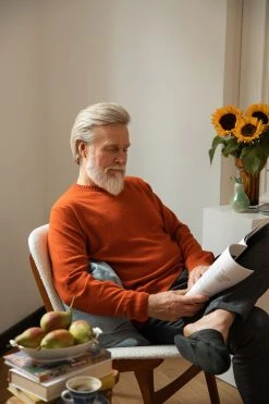 Sinnuu Miesten Neule, Wool Cashmere O Oranssi