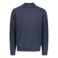 Sinnuu Miesten Neulepaita Wool Cashmere Half Zip Indigo