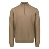 Sinnuu Miesten Neulepaita Wool Cashmere Half Zip Ruskeanharmaa