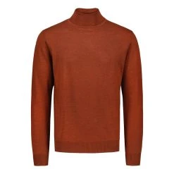 Sinnuu Miesten Pooloneule Merino Roll Neck Poltettu Oranssi