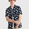 Tommy Hilfiger Lyhythihainen Pellavapaita, MONO FLOWER RF SS SHIRT Sininen Kuosi