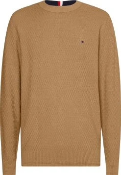 Tommy Hilfiger Miesten Neulepusero, CROSS STRUCTURE CREW Beige
