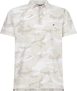 Tommy Hilfiger Miesten Pikeepaita Camo Aop Print Regular Beige Kuosi