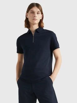 Tommy Hilfiger Miesten Pikeepaita INTERLOCK ZIP POLO Tummansininen
