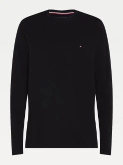 Tommy Hilfiger Miesten Pitkähihainen T-paita STRETCH SLIM FIT LONG SLEEVE TEE Musta