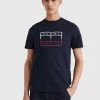 Tommy Hilfiger Miesten T-Paita Outline Linear Flag Tee Tummansininen