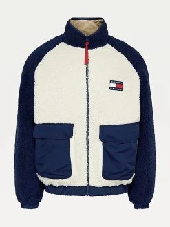 Tommy Jeans Miesten Kääntötakki REVERSIBLE SHERPA JACKET-TTT Luonnonvalkoinen