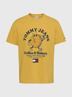 Tommy Jeans Miesten T-Paita Bagels Tee Kirkkaankeltainen