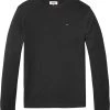 Tommy Jeans Miesten Trikoopusero, Original Rib Ls Tee Musta