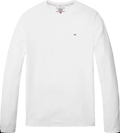Tommy Jeans Miesten Trikoopusero, Original Rib Ls Tee Valkoinen